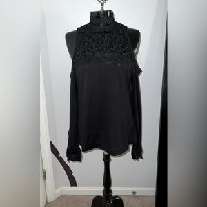 Black cotton/lace Top
